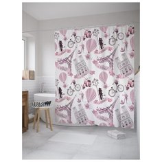 Штора для ванной JoyArty Парижская влюбленность 180х200 (sc-11318) разноцветный