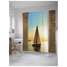 Штора для ванной JoyArty Парусник у окна 180х200 (sc-8060) разноцветный