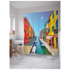 Штора для ванной JoyArty Радужная набережная 180х200 (sc-7523) разноцветный