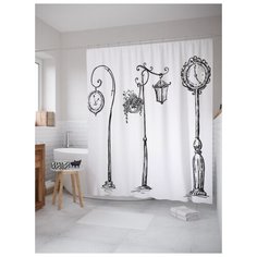 Штора для ванной JoyArty Уличные часы 180х200 (sc-17364) разноцветный