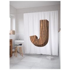 Штора для ванной JoyArty J из дерева 180х200 (sc-4532J) разноцветный
