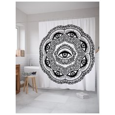 Штора для ванной JoyArty Глаза в цветочном узоре 180х200 (sc-19347) разноцветный