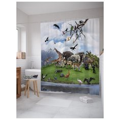 Штора для ванной JoyArty Все на водопой 180х200 (sc-21746) разноцветный