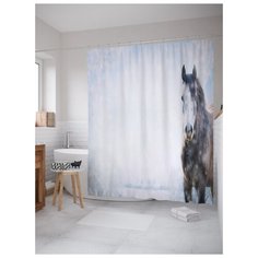 Штора для ванной JoyArty Внимательный конь 180х200 (sc-14897) разноцветный