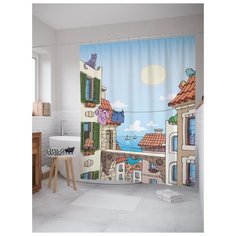 Штора для ванной JoyArty Портовая улица 180х200 (sc-1243) разноцветный