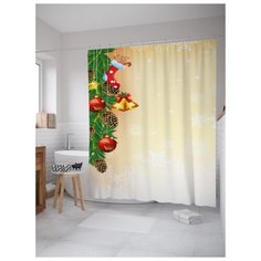 Штора для ванной JoyArty Праздничные шишки 180х200 (sc-18934) разноцветный