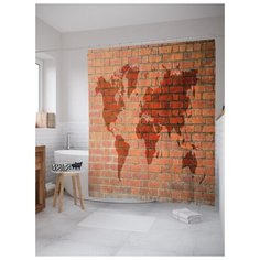 Штора для ванной JoyArty Настенная карта 180х200 (sc-21247) разноцветный