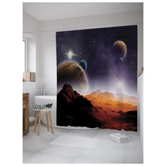 Штора для ванной JoyArty Вид с чужой планеты 180х200 (sc-10041) разноцветный
