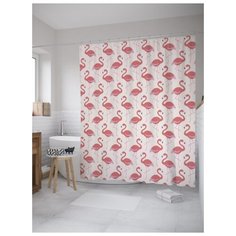 Штора для ванной JoyArty Окружение фламинго 180х200 (sc-9039) разноцветный