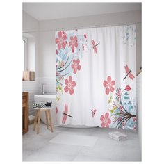 Штора для ванной JoyArty Нежные стрекозы 180х200 (sc-18341) разноцветный