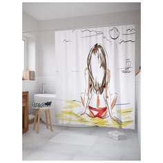 Штора для ванной JoyArty Девушка на пляже 180х200 (sc-19480) разноцветный