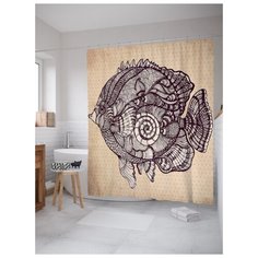 Штора для ванной JoyArty Рыба знаний 180х200 (sc-2947) разноцветный