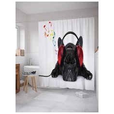 Штора для ванной JoyArty Пес-меломан 180х200 (sc-10680) разноцветный