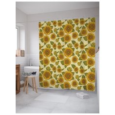 Штора для ванной JoyArty Узоры с подсолнухами 180х200 (sc-14824) разноцветный