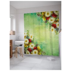 Штора для ванной JoyArty Тропа с цветами 180х200 (sc-21178) разноцветный