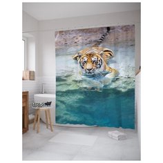 Штора для ванной JoyArty Прохлада для тигра 180х200 (sc-12726) разноцветный