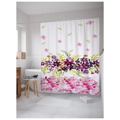 Штора для ванной JoyArty Бордовые цветы 180х200 (sc-2301) разноцветный