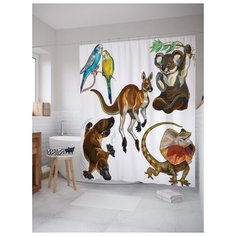 Штора для ванной JoyArty Фауна Австралии 180х200 (sc-18145) разноцветный