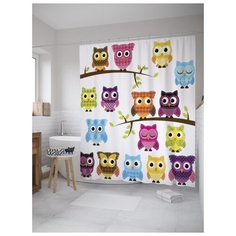 Штора для ванной JoyArty Сонные совы 180х200 (sc-10818) разноцветный