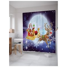 Штора для ванной JoyArty Санта и веселый олень 180х200 (sc-6767) разноцветный
