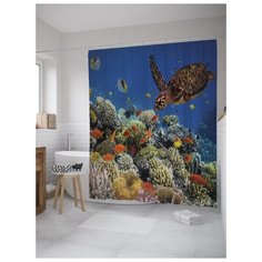 Штора для ванной JoyArty Черепаха на дне 180х200 (sc-9226) разноцветный