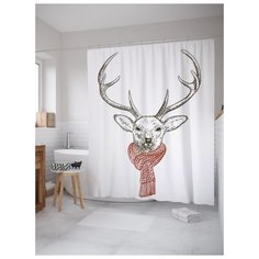 Штора для ванной JoyArty Олень с шарфом 180х200 (sc-12802) разноцветный