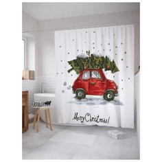 Штора для ванной JoyArty Елка спешит праздновать 180х200 (sc-20069) разноцветный