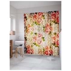 Штора для ванной JoyArty Цветочные узоры 180х200 (sc-14780) разноцветный