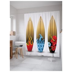 Штора для ванной JoyArty Стильные серфы 180х200 (sc-9682) разноцветный