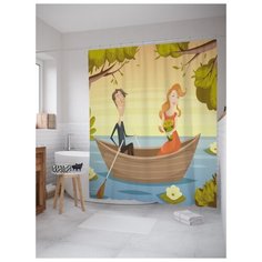 Штора для ванной JoyArty Влюбленные в лодке 180х200 (sc-92000) разноцветный