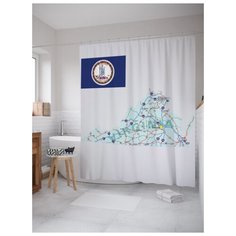 Штора для ванной JoyArty Нумерация трасс 180х200 (sc-7192) разноцветный