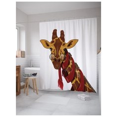 Штора для ванной JoyArty Любопытство жирафа 180х200 (sc-9554) разноцветный