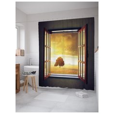 Штора для ванной JoyArty Природа перед окном 180х200 (sc-11842) разноцветный