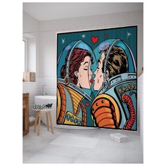 Штора для ванной JoyArty Космическая влюбленность 180х200 (sc-16468) разноцветный