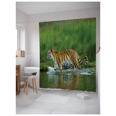 Штора для ванной JoyArty Тигр на реке 180х200 (sc-12728) разноцветный