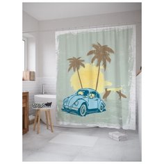 Штора для ванной JoyArty По пляжу на авто 180х200 (sc-15648) разноцветный