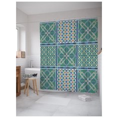 Штора для ванной JoyArty Фигурная зелень 180х200 (sc-17009) разноцветный