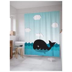 Штора для ванной JoyArty Веселье кита 180х200 (sc-23170) разноцветный