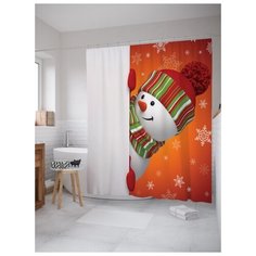 Штора для ванной JoyArty Любопытный снеговик 180х200 (sc-20037) разноцветный