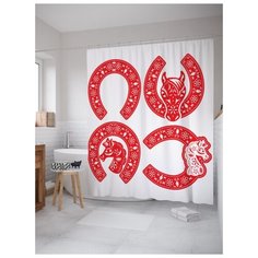 Штора для ванной JoyArty Лошади и подковы 180х200 (sc-12063) разноцветный