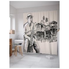 Штора для ванной JoyArty Талант на улице 180х200 (sc-16679) разноцветный