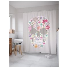 Штора для ванной JoyArty Цветущий череп 180х200 (sc-9749) разноцветный