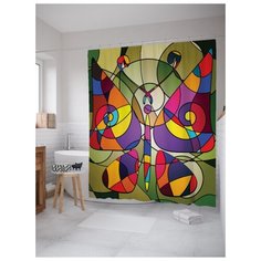 Штора для ванной JoyArty Витражный хаос 180х200 (sc-11012) разноцветный