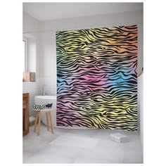 Штора для ванной JoyArty Цветной зебровый узор 180х200 (sc-12976) разноцветный