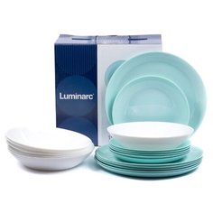 Столовый сервиз Luminarc Diwali 18 предметов Light turquoise and white