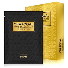 D’RAN Charcoal Pore Black Mask Черная маска с древесным углем для очищения и увлажнения, 20 мл, 10 шт. Dran