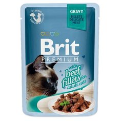 Корм для кошек Brit Premium с говядиной 24шт. х 85 г (кусочки в соусе) Brit*