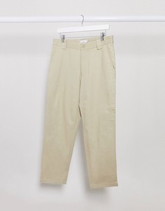 Светло-бежевые широкие брюки до щиколотки Topman-Светло-бежевый