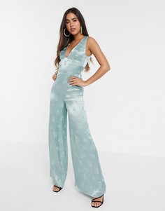 Шалфейно-зеленый комбинезон с широкими штанинами ASOS DESIGN-Мульти