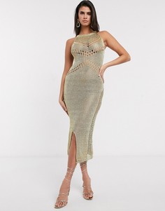 Сетчатое платье макси Never Fully Dressed-Золотой